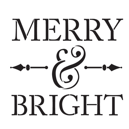 Merry and Bright - Word Stencil - 8" x 8" - STCL1139_1