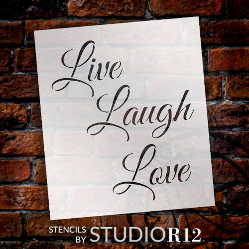 Live, Laugh, Love - Trendy Script - Word Stencil - 6 1/2" x 7 1/2" - STCL1193_1