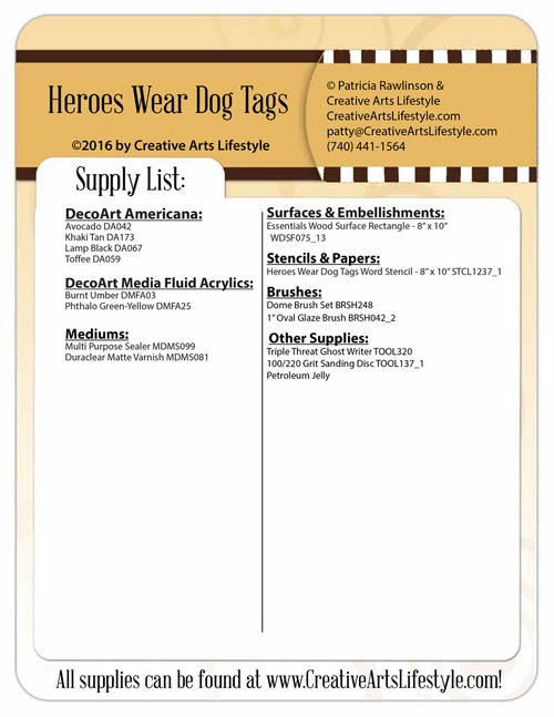 Heroes Wear Dog Tags Pattern Packet - Patricia Rawlinson