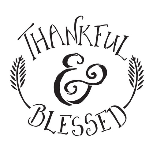 Thankful &amp; Blessed - Funky Fall Style - Word Art Stencil - 18" x 18" - STCL1452_4 by StudioR12