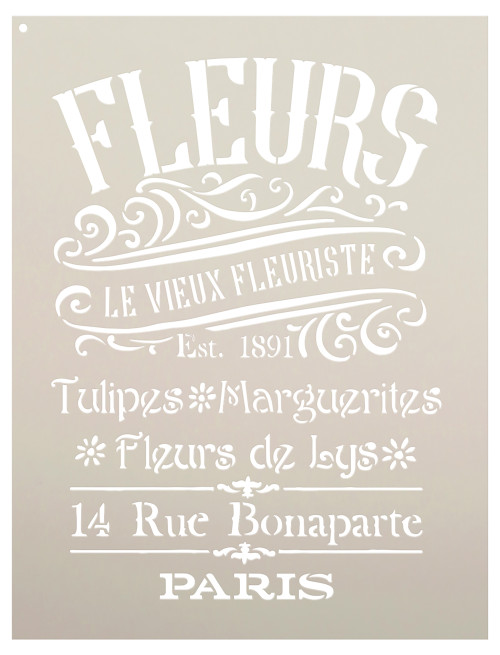 The Old French Florist Word and Art Stencil - 14.5" x 19" - STCL1429_3 - by StudioR12