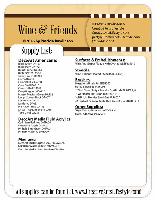 Wine & Friends Pattern Packet - Patricia Rawlinson