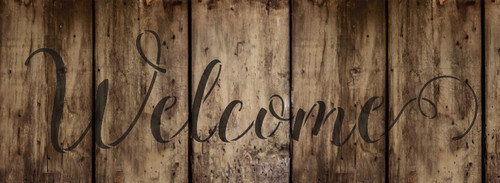 Welcome  Word Stencil by StudioR12 - Sunny Script - 11" x 4" - STCL1438_1