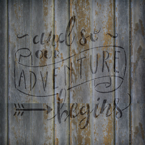 And So Our Adventure Begins - Word Stencil - 8" x 8" - STCL1588_1 by StudioR12