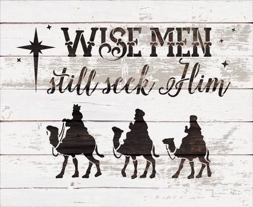 Wise Men Still Seek Him - Rectangle with Camels - Word Art Stencil - 14" x 11" - STCL1542_2 - by StudioR12