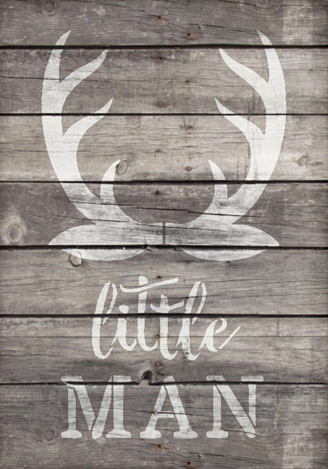 Little Man - Antlers - Word Art Stencil - 11" x 17" - STCL1757_3 - by StudioR12