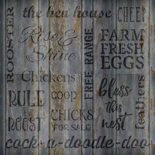 Chicken Background Words - Word Stencil - 18" x 18" - STCL1524_4 - by StudioR12