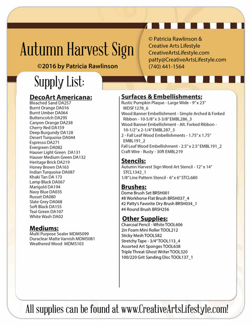 Autumn Harvest Sign - E-Packet - Patricia Rawlinson