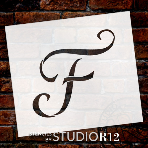 Graceful Monogram Stencil - F - 15" - STCL1906_6 - by StudioR12