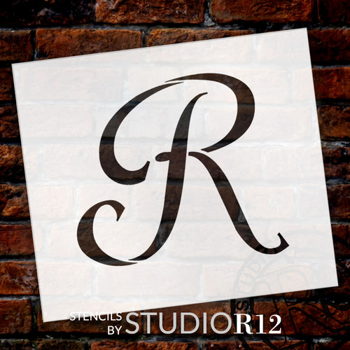Graceful Monogram Stencil - R - 5" - STCL1918_2 - by StudioR12