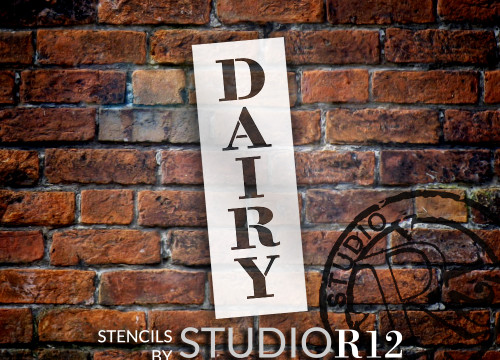 Dairy - Farmhouse Serif - Vertical - Word Stencil - 4" x 12" - STCL1962_1 - by StudioR12