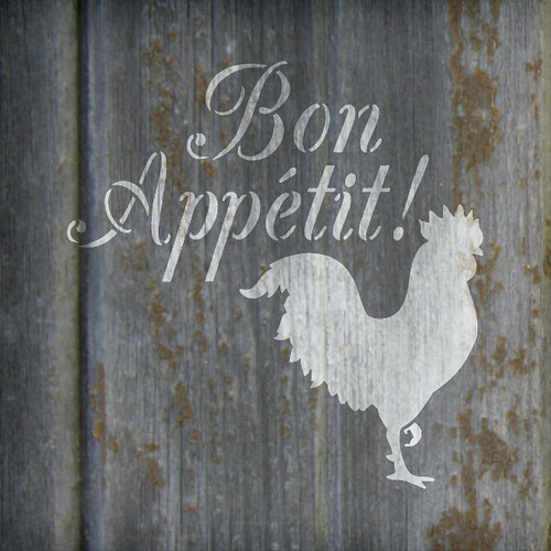 Bon Appetit - Rooster - Word Art Stencil - 10" x 10" - STCL1990_2 - by StudioR12