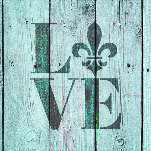 Love - Fleur-de-Lis - Square - Word Art Stencil - 8" x 9" - STCL1991_2 - by StudioR12