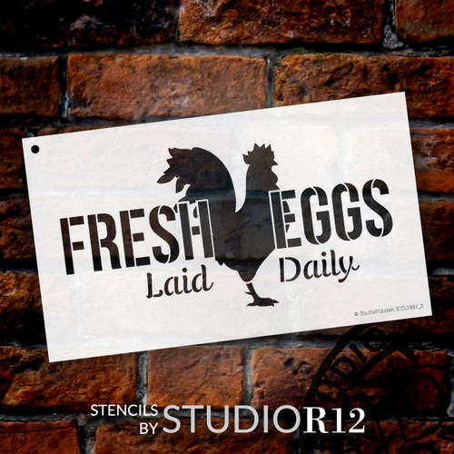 Fresh Eggs - Chicken - Word Art Stencil - 24" x 14" - STCL1997_5 - by StudioR12