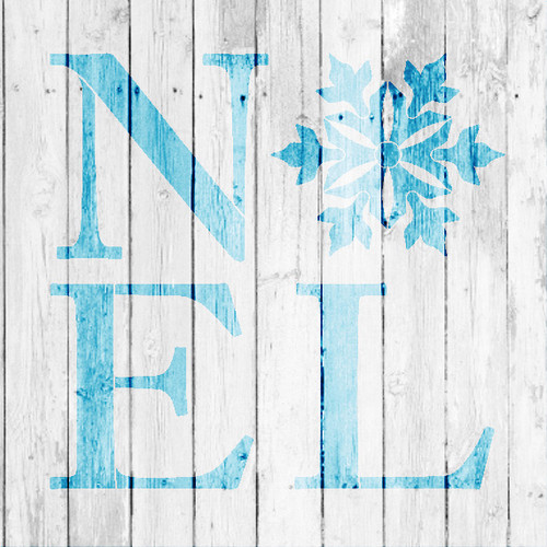 Noel - Square with Snowflake - Word Art Stencil - 9" x 9" - STCL2004_1 - by StudioR12