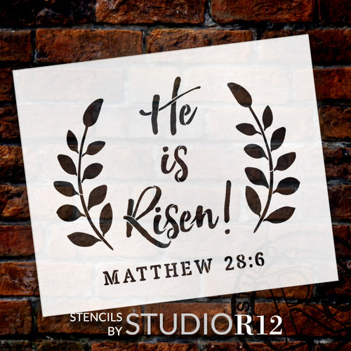 He Is Risen - Wreath - Word Art Stencil - 20" x 16" - STCL1875_3 - by StudioR12