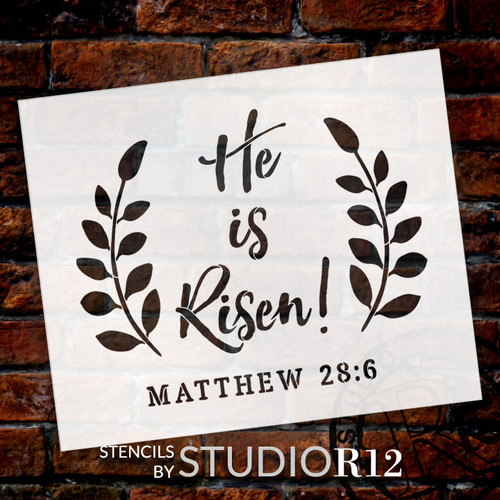 He Is Risen - Wreath - Word Art Stencil - 24" x 19" - STCL1875_4 - by StudioR12