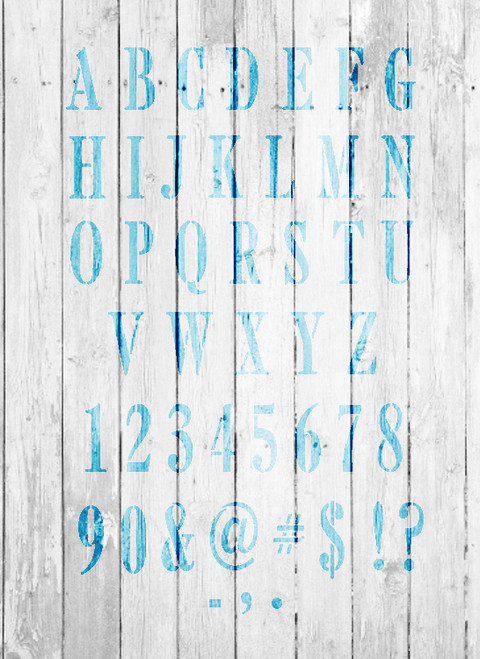 Tall Serif Alphabet, Numbers and Symbols - Stencil - 8" x 11" - STCL2030_1 - by StudioR12