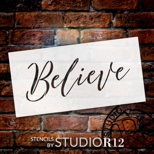 Believe - Cursive - Word Stencil - 30" x 12" - STCL2096_5 - by StudioR12