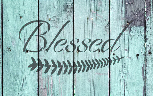 Blessed - Elegant - Leaf - Word Art Stencil - 12" x 7" - STCL2104_2 - by StudioR12