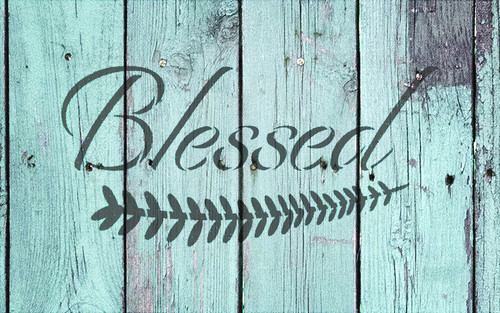 Blessed - Elegant - Leaf - Word Art Stencil - 24" x 13" - STCL2104_5 - by StudioR12