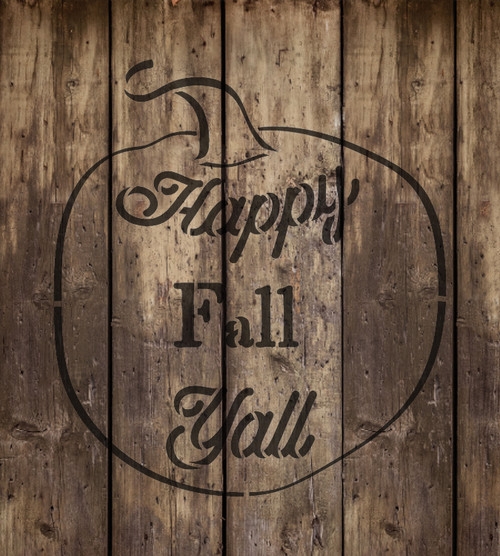 Happy Fall Ya'll - Pumpkin - Word Art Stencil - 15" x 16" - STCL2109_3 - by StudioR12