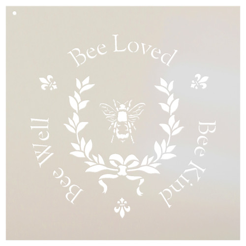Bee Kind, Bee Well, Bee Loved - Round  - Word Art Stencil - 15" x 15" - STCL2152_3 - by StudioR12