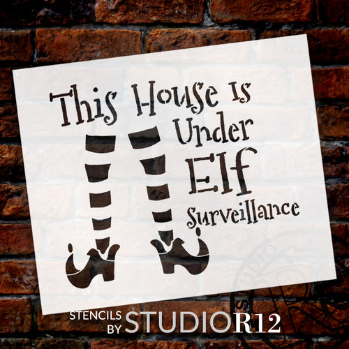 Elf Surveillance - Elf Legs - Word Art Stencil - 20" x 17" - STCL2112_3 - by StudioR12