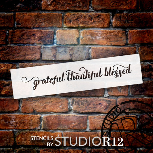 Grateful Thankful Blessed - Elegant Script - 22" x 6" - STCL1829_4 - by StudioR12