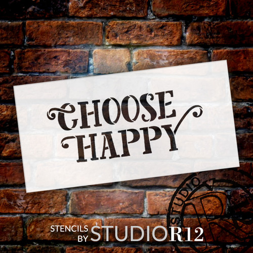 Choose Happy - Fun Style - Word Stencil - 11" x 5" - STCL1821_2 - by StudioR12