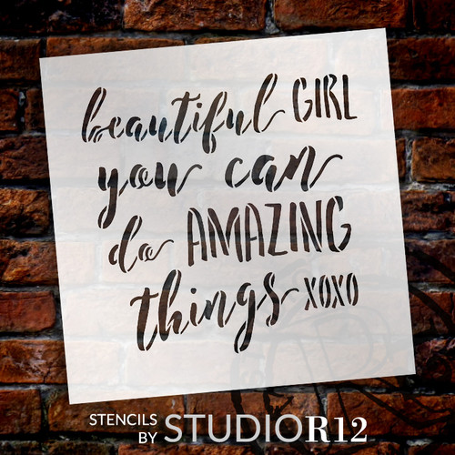 Beautiful Girl - Word Stencil - 12" x 12" - STCL1818_2 - by StudioR12