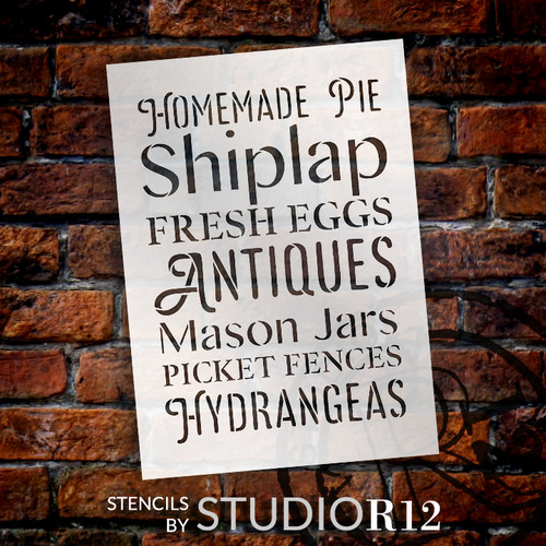 Homemade Pie - Antiques - Hydrangeas - Word Stencil - 18" x 24" - STCL2181_4 - by StudioR12