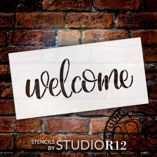 Welcome -Side Script - Word Stencil - 17" x 7" - STCL1493_4 - by StudioR12