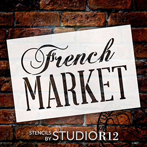 French Market Word Stencil by StudioR12  | Painting, Chalk | Use for Wood Signs, Painted Furniture, Home Decor - 15" x 10" - STCL909_4