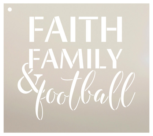Faith Family & Football Stencil by StudioR12 -  Fall Sports Word Art - 20" x 18" - STCL2313_4