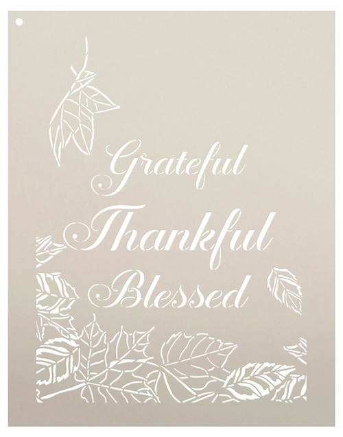 Grateful Thankful Blessed Leaves Stencil by StudioR12 | Reusable Mylar Template | Use to Paint Wood Signs - Wall Art - Pallets - DIY Fall Home Decor - Select Size