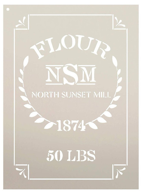 Feed Sack Art Stencil by StudioR12 - North Sunset Mill Flour | Reusable Mylar Template | Use to Paint Wood Signs - Fabric - Furniture - Feed Sack - DIY Country Decor - Select Size