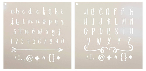 Lettering - Upper & Lower Case Stencil - 2 Part by StudioR12 - Sweet Hipster | Reusable Mylar Template | Use to Paint Wood Signs - Pillows - Monogram - DIY Lettering Projects - SELECT SIZE