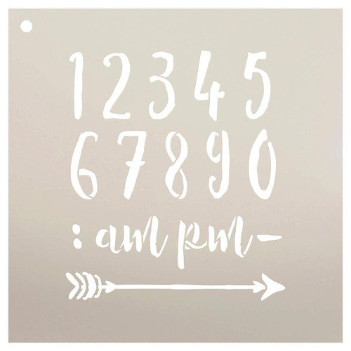 Wedding Sign Numbers - Numeral & Embellishment - Rustic Script Stencil by StudioR12 | Reusable Mylar Template | Use to Paint Wood Signs - Pallets - DIY Wedding Decor - Select Size