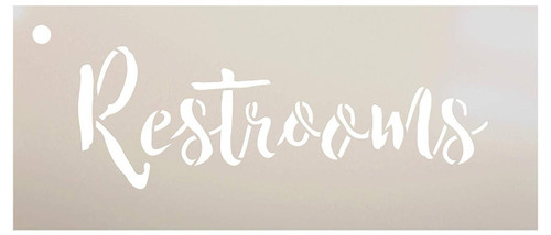Wedding Sign Word - Restrooms - Rustic Script Stencil by StudioR12 | Reusable Mylar Template | Use to Paint Wood Signs - Pallets - Pillows - DIY Wedding Decor - Select Size