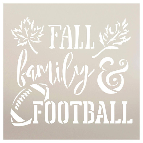 Fall Family and Football Stencil by StudioR12 | Wood Signs | Word Art Reusable | Mancave Sports Room | Painting Chalk Mixed Media Multi-Media | DIY Home - Choose Size