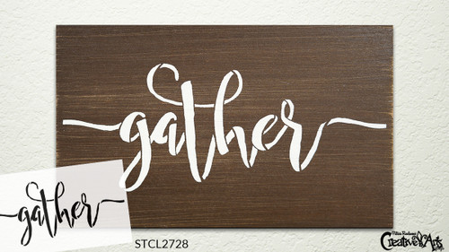 Gather Script Stencil by StudioR12 | Shingitalis Typeface | Script for Painting Wood Sign | Word Art Reusable | Family Dining | Painting Chalk Mixed Multi-Media | DIY Home - Choose Size