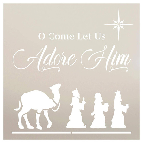 Oh Come Let Us Adore Him Christmas Stencil by StudioR12 | Wood Signs | Word Art Reusable | Family Dining Room | Painting Chalk Mixed Multi-Media | DIY Home - Choose Size