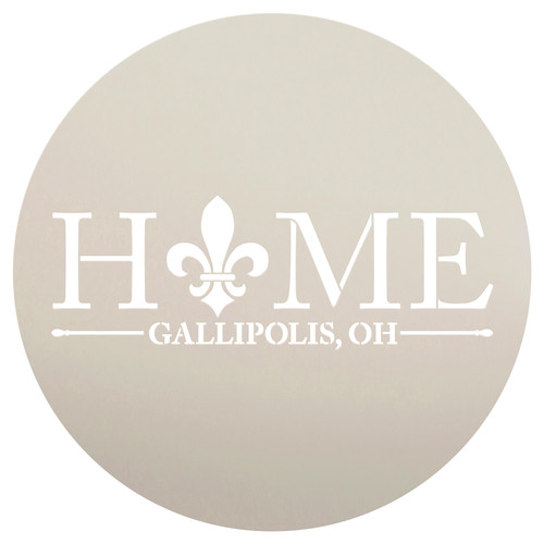 Personalized Stencil | Hometown | Home with Fleur De Lis| 9.5" Round Small