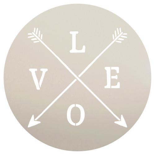 Love with Crossed Arrows Stencil | by StudioR12 | Rustic | 9.5" Round Small