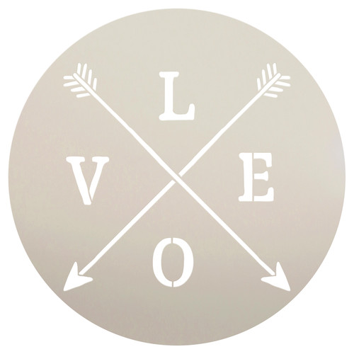 Love with Crossed Arrows Stencil | by StudioR12 | Rustic |14" Round | Large