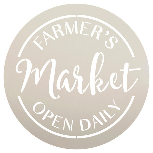Farmer's Market Open Daily Stencil by StudioR12 | Round - Reusable Mylar Template | 14" Round | Large | DIY Country Decor