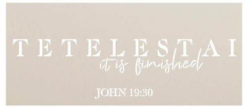 It Is Finished Stencil by StudioR12 | Paint Wood Sign | Reusable Mylar Template | Craft Simple Faith Home Decor | Bible Verse John Tetelestai Jesus DIY Rustic Christian Quote