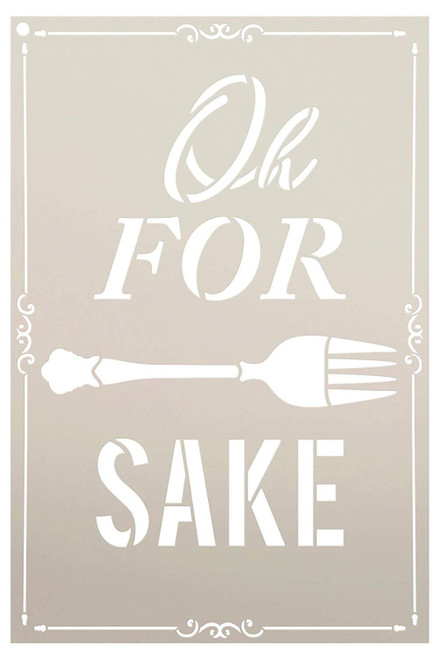 Oh for Fork Sake with Fork Stencil - 2 Part by StudioR12 | Reusable Mylar Template | Use to Paint Wood Signs - Pallets - Apron - Dish Towels - DIY Kitchen Decor