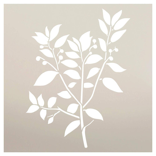 Leaf & Berry Sprig Stencil by StudioR12 | Simple Nature Floral Vine Gift | DIY Rustic Plant Home Decor Craft Farmhouse Laurel Porch | Reusable Mylar Template Paint Wood Sign | Select Size